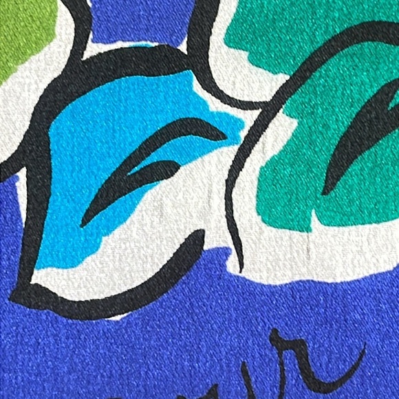 Vintage Oscar de la Renta Studio Silk French Inspired Flower Long Scarf - Picture 5 of 10